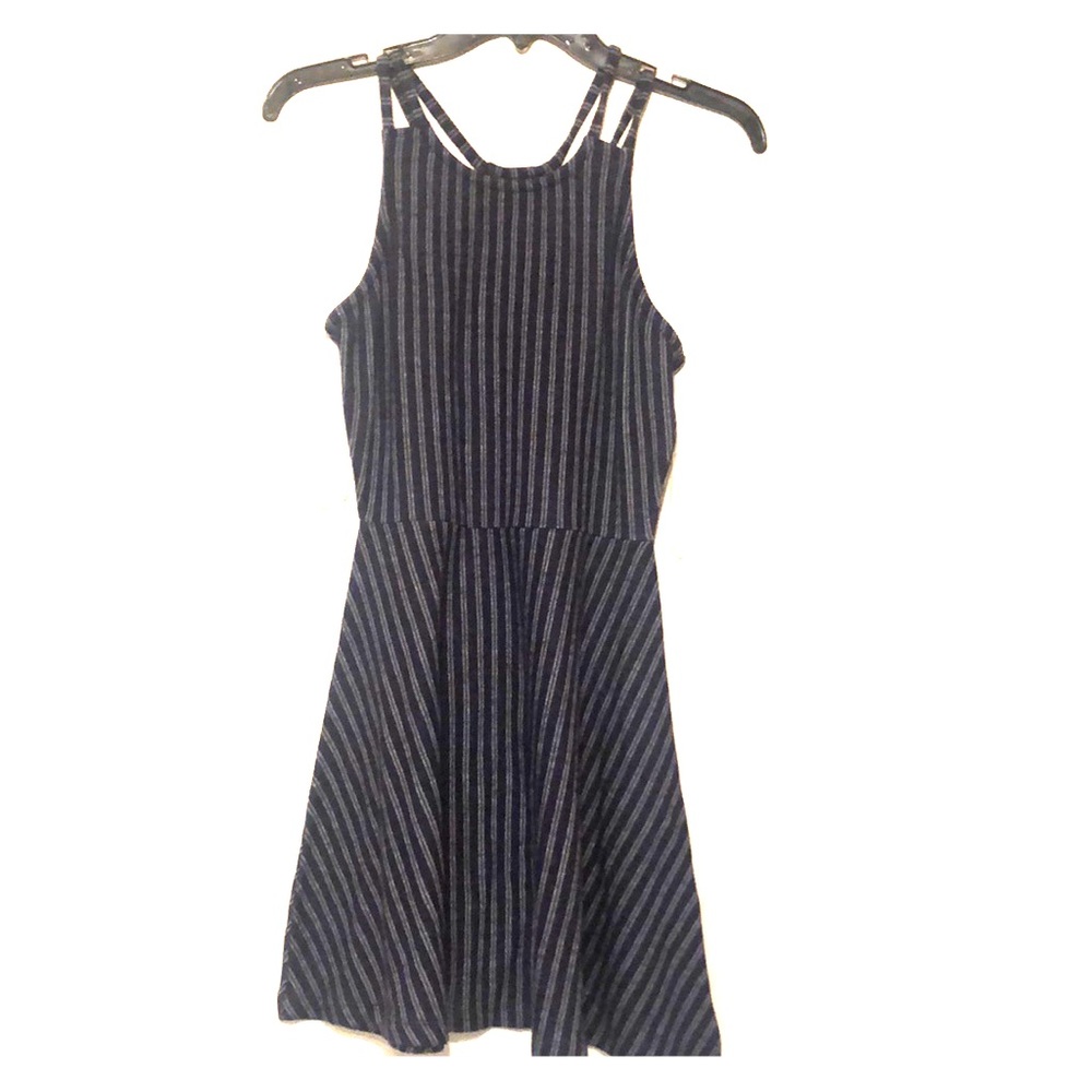 Blue and white stripe short dress